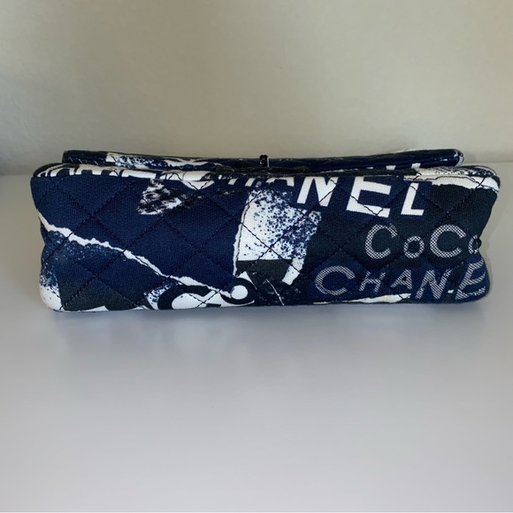 Auth Chanel Graffiti Small Reissue 225 Double Flap Classic Jersey Knit Bag - Picture 6 of 15